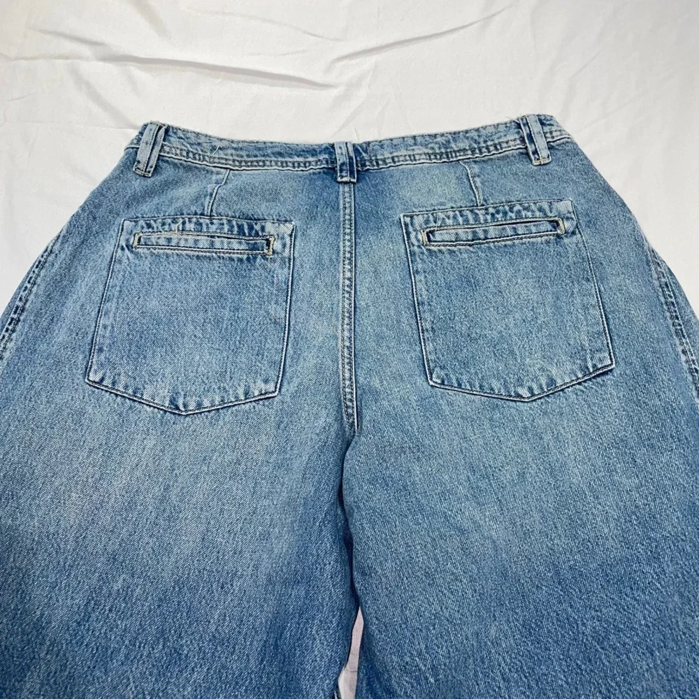 We The Free Free People Wide Leg Seamed Denim Jeans Blue Size 30